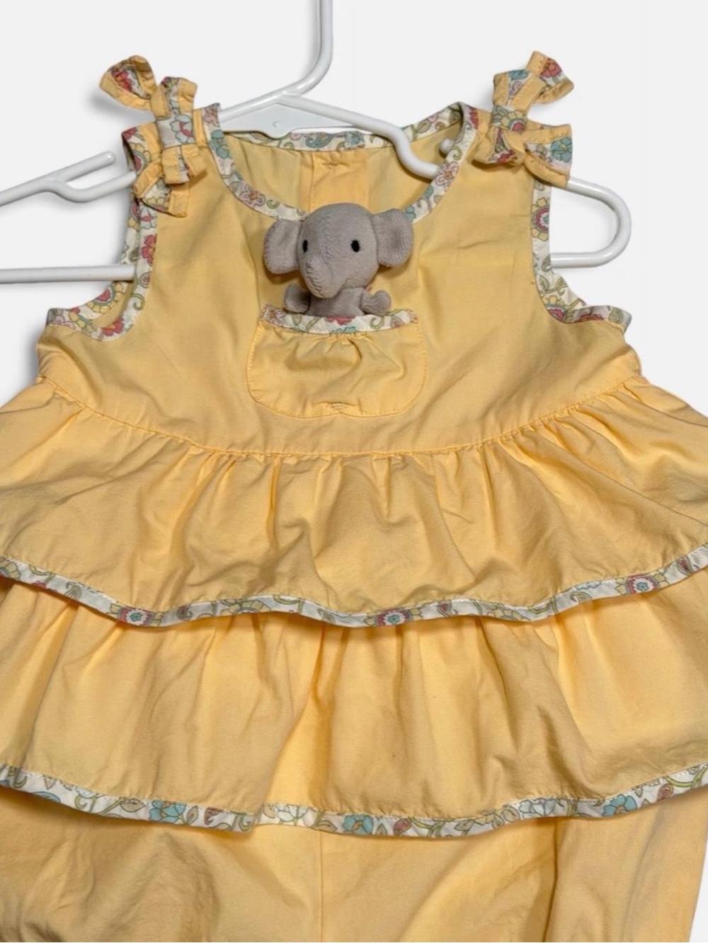 Vintage Gymboree Summer Safari Elephant Dress 6-12M 2005/06 Plush Pocket